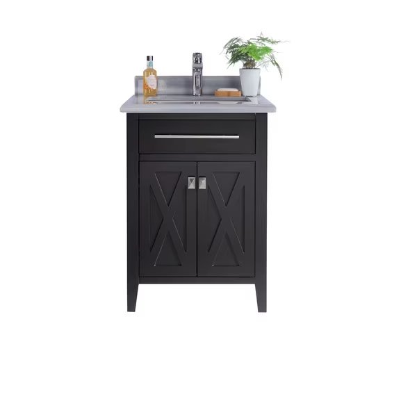 Wimbledon, 24, Espresso Cabinet & White Stripes Counter, Laviva, Mfr#: 313YG319-24E-WS